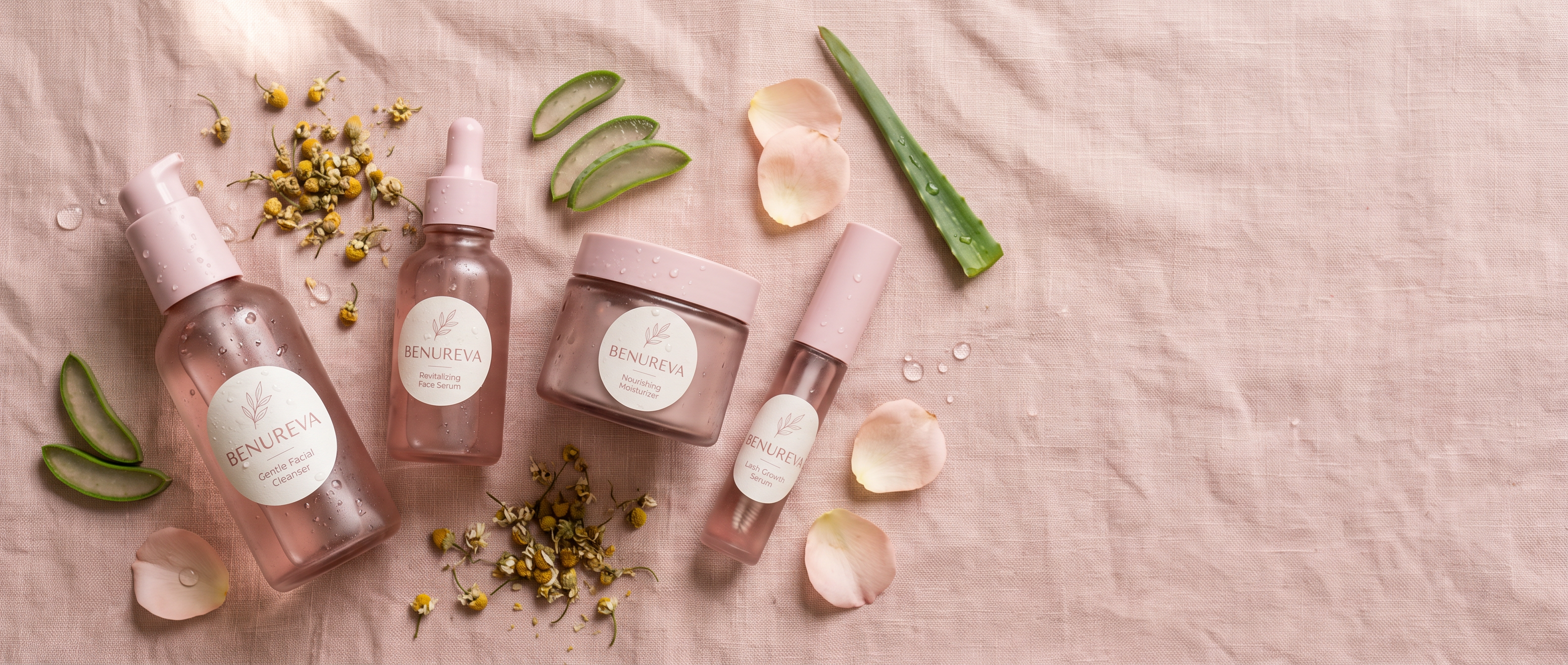 BENUREVA full product line editorial flatlay